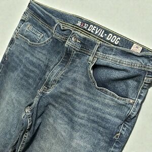 Mens Devil Dog Jeans 36x32 Straight Fit Blue Denim Classic 5 Pocket